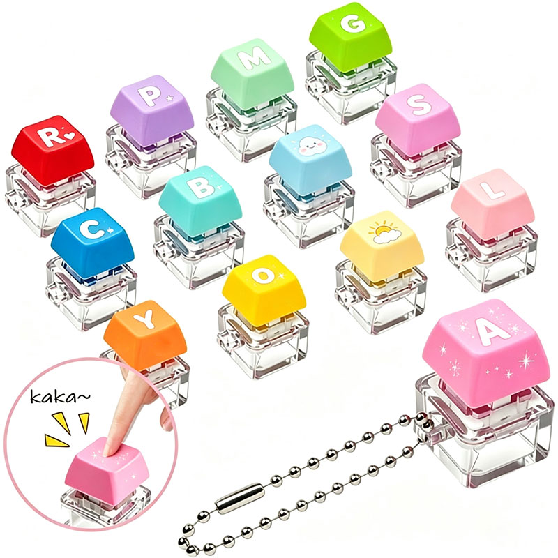 Fidget Cube Original - Portachiavi personalizzato con pulsante singolo colorato,